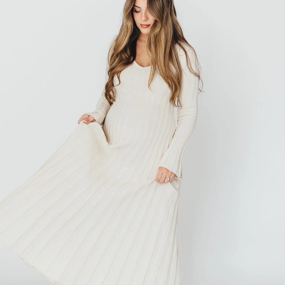 Shop worth collective Hadley dress in cream taupe